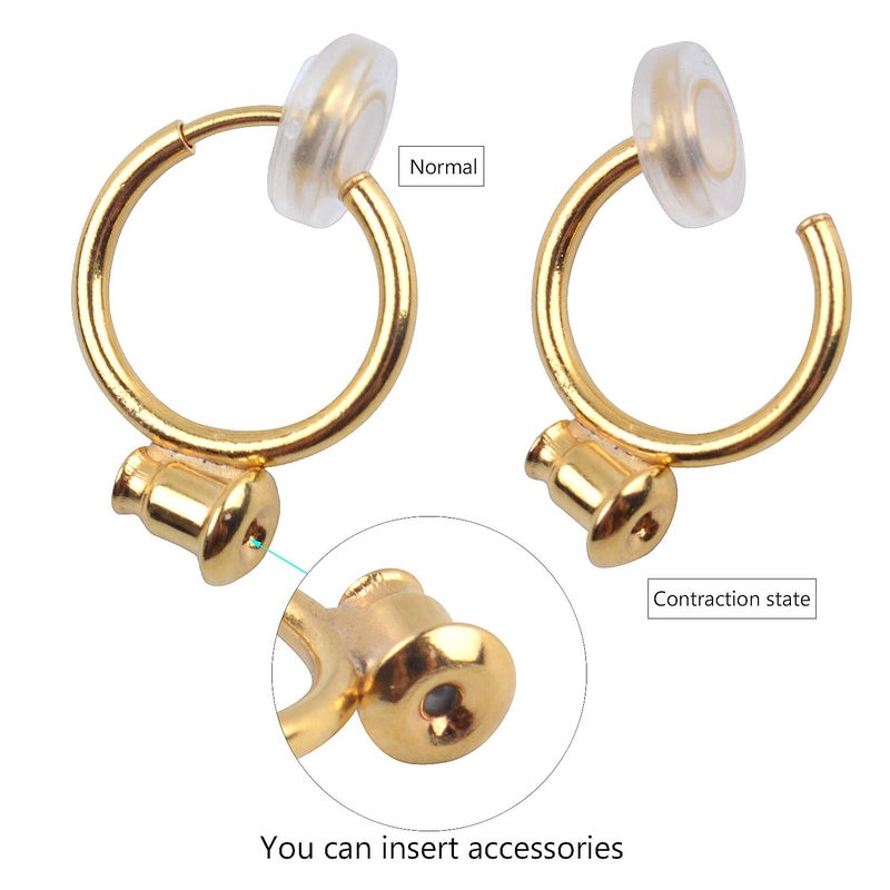 Jdesun 12 Pieces Clip-on Earring Converter Components with Post and 12 Pieces Silicone Earring Pads for None Pierced Ears, 2 Colors - Image 3