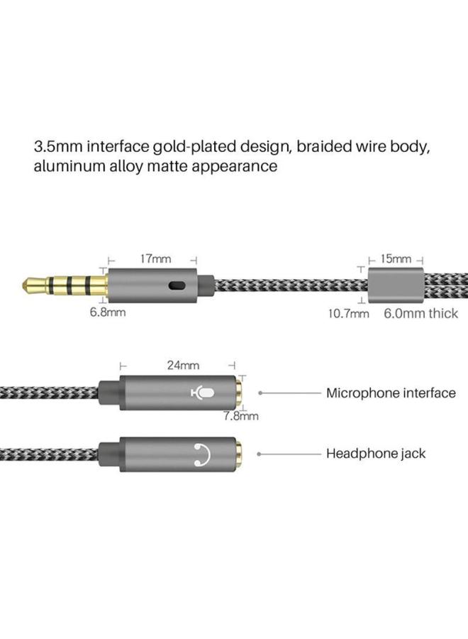 Laptop Headset 3.5mm 2-in -1 Adapter Mobile Phone Adapter 1-2 Audio Line Manufacturer-Color:25cm One Male And Two Female Wheat Gray Bag  - Image 3