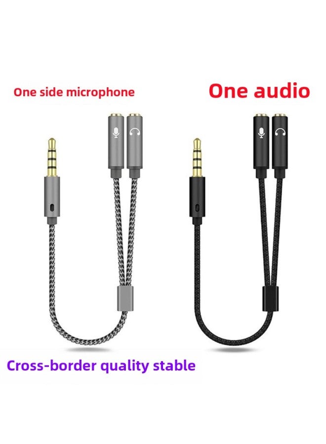 Laptop Headset 3.5mm 2-in -1 Adapter Mobile Phone Adapter 1-2 Audio Line Manufacturer-Color:25cm One Male And Two Female Wheat Gray Bag  - Image 1
