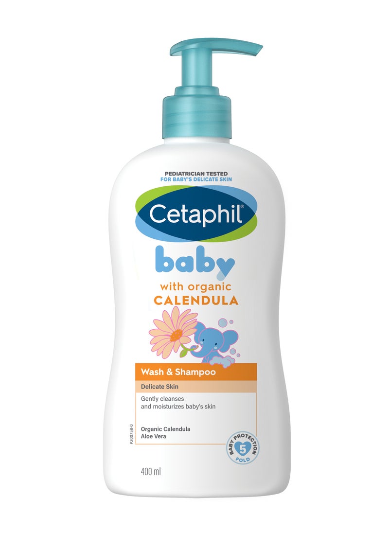 Cetaphil Baby Wash And Shampoo With Organic Calendula 400ml  - Image 1