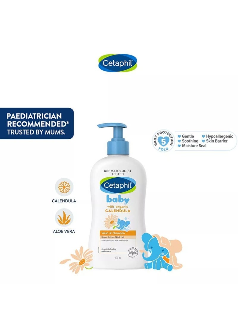 Baby Wash And Shampoo With Organic Calendula 400ml