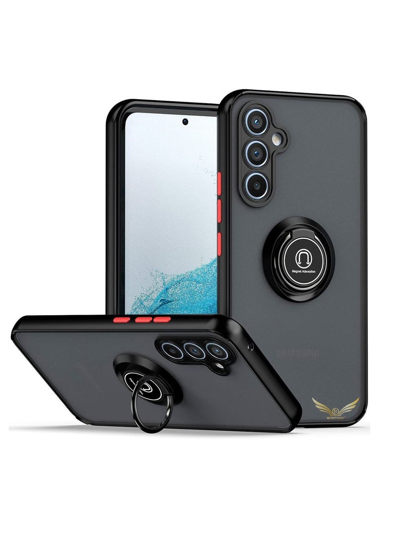 BORTONY Galaxy A34 5G Case Metal Ring and Finger Grip Kickstand Car Magnetic Mount Holder Shockproof Bumper Matte Hard Back Case for Samsung Galaxy A34 5G - Image 1