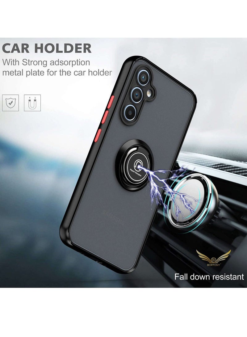 BORTONY Galaxy A34 5G Case Metal Ring and Finger Grip Kickstand Car Magnetic Mount Holder Shockproof Bumper Matte Hard Back Case for Samsung Galaxy A34 5G - Image 4