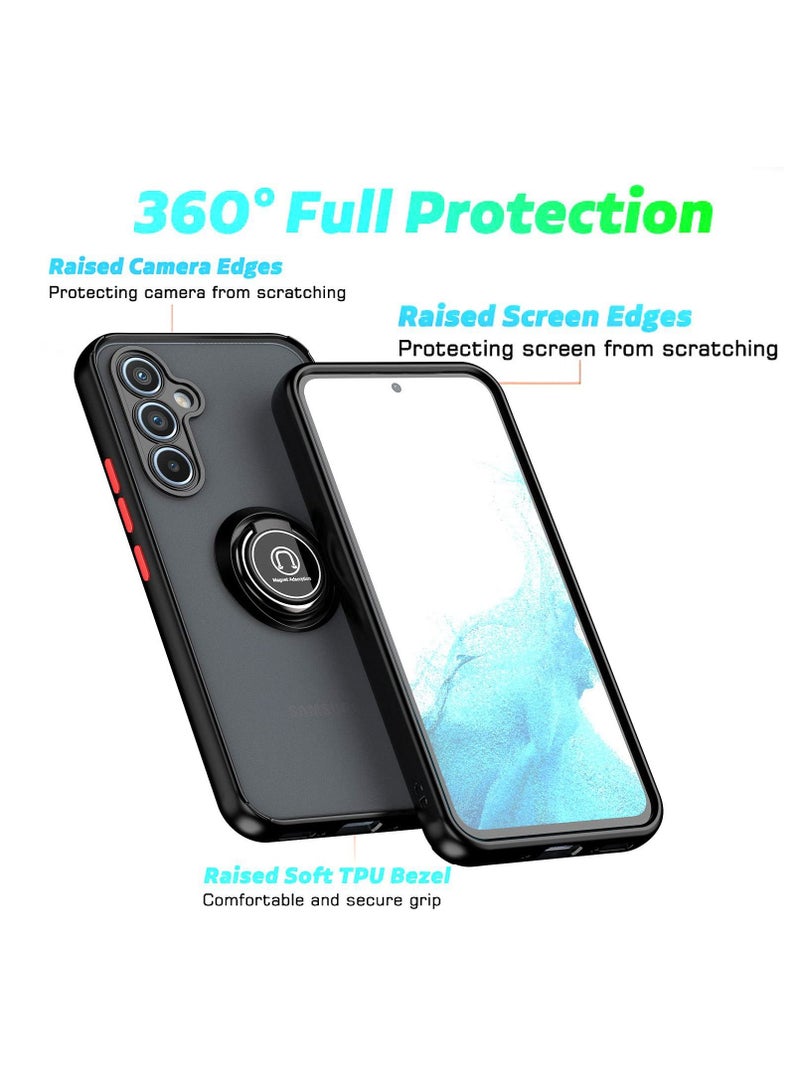 BORTONY Galaxy A34 5G Case Metal Ring and Finger Grip Kickstand Car Magnetic Mount Holder Shockproof Bumper Matte Hard Back Case for Samsung Galaxy A34 5G - Image 5