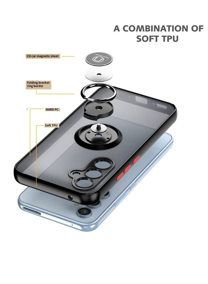 BORTONY Galaxy A34 5G Case Metal Ring and Finger Grip Kickstand Car Magnetic Mount Holder Shockproof Bumper Matte Hard Back Case for Samsung Galaxy A34 5G - Image 3