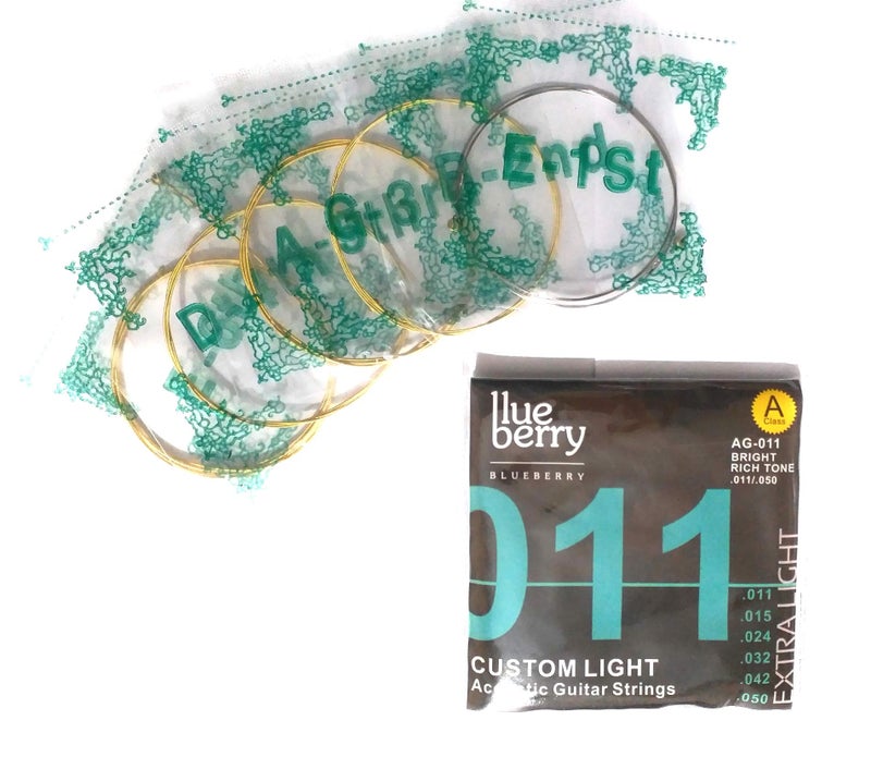 BLUEBERRY AG-011 Bright Rich Tone .011/.050 Custom Light Acoustic Guitar Strings - Image 3