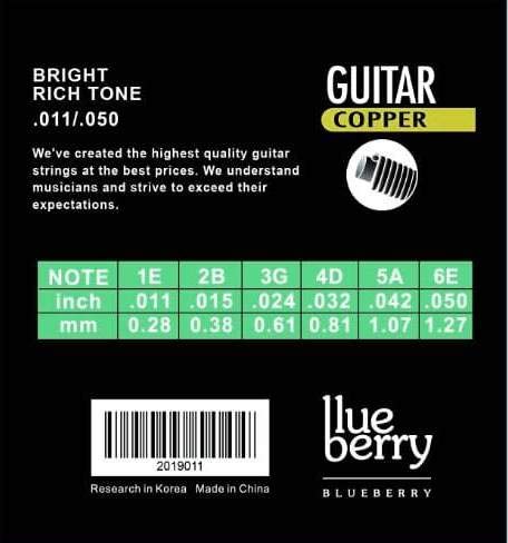 BLUEBERRY AG-011 Bright Rich Tone .011/.050 Custom Light Acoustic Guitar Strings - Image 2