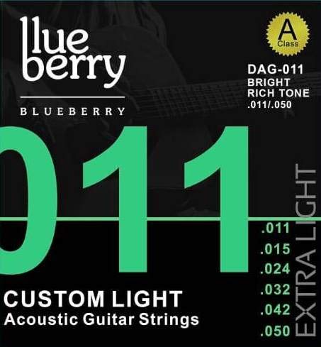 BLUEBERRY AG-011 Bright Rich Tone .011/.050 Custom Light Acoustic Guitar Strings - Image 4