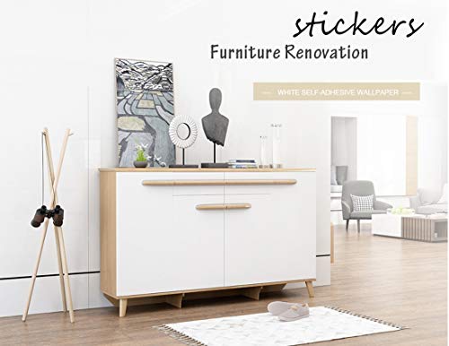 Micpolo 15.7"x197" White Wallpaper Matte White Contact Paper Waterproof Peel and Stick Self Adhesive Wallpaper Removable Vinyl Decorative for Desk Wallcovering Furniture Countertop Cabinet - Image 4