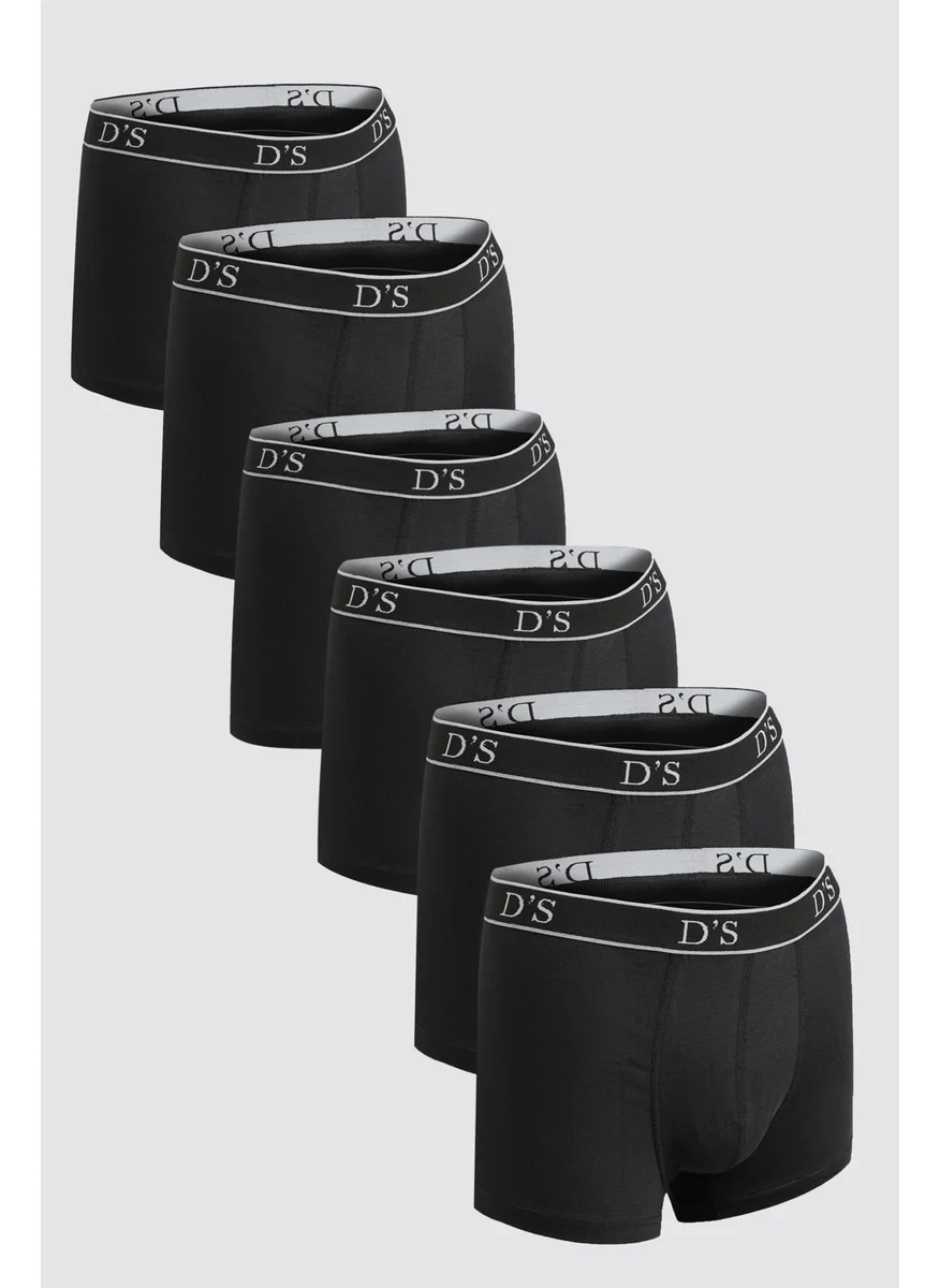 دي أس دامات Black Elastic Waist Brand Logo Lycra Stretchable 6-Piece Boxer Set