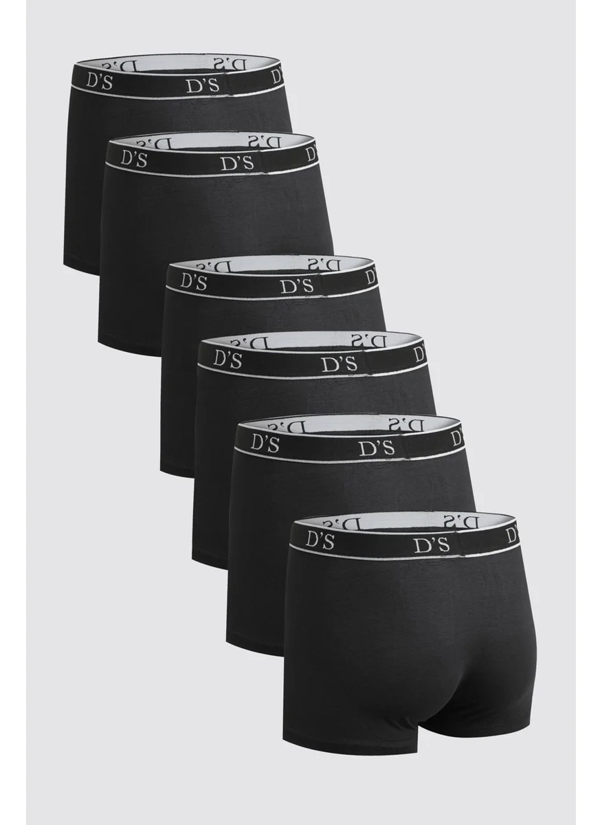 دي أس دامات Black Elastic Waist Brand Logo Lycra Stretchable 6-Piece Boxer Set