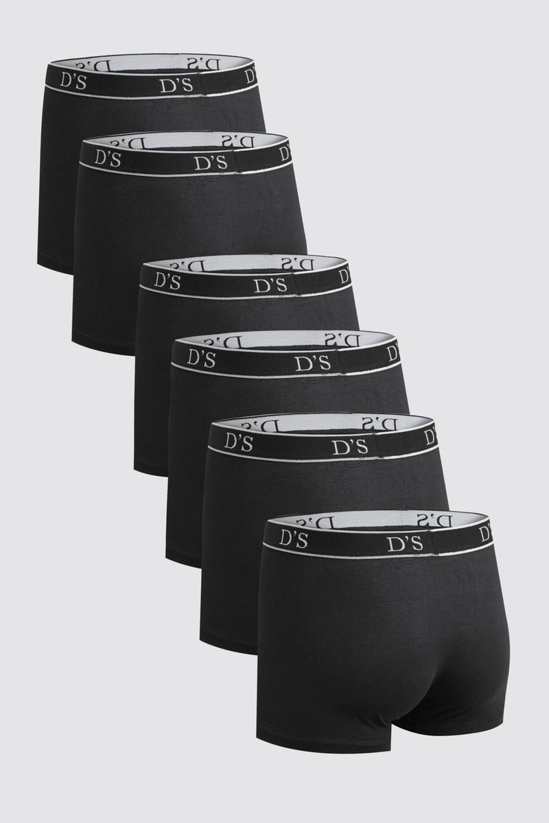 D'S DAMAT Black Elastic Waist Brand Logo Lycra Stretchable 6-Piece Boxer Set - Image 2