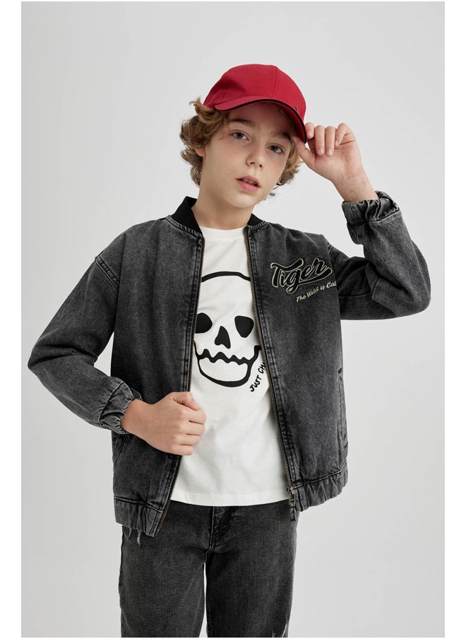 DeFacto Boy Bomber Long Sleeve Denim Jacket  - Image 2