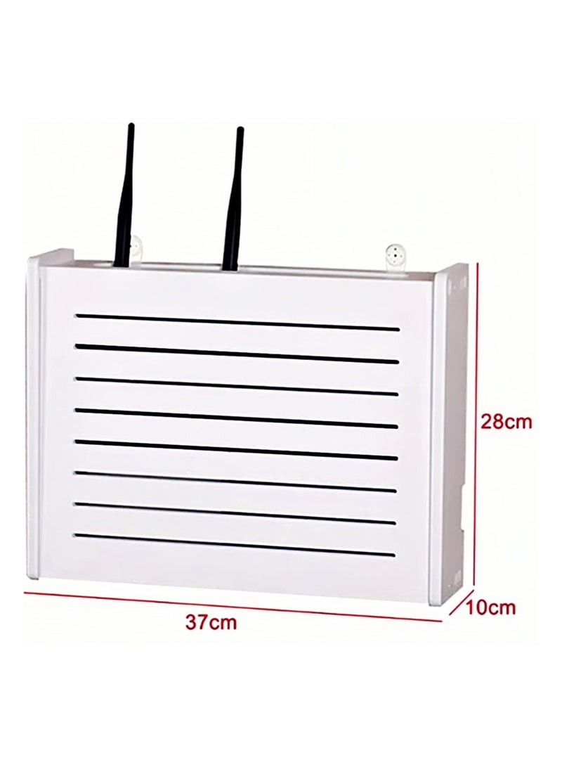 TPGP Storage Boxes Wireless Router Storage Box Punchless Rack WiFi Rack Wall Decorative Box Creative Rack White Decorative Floating Rack - Image 3