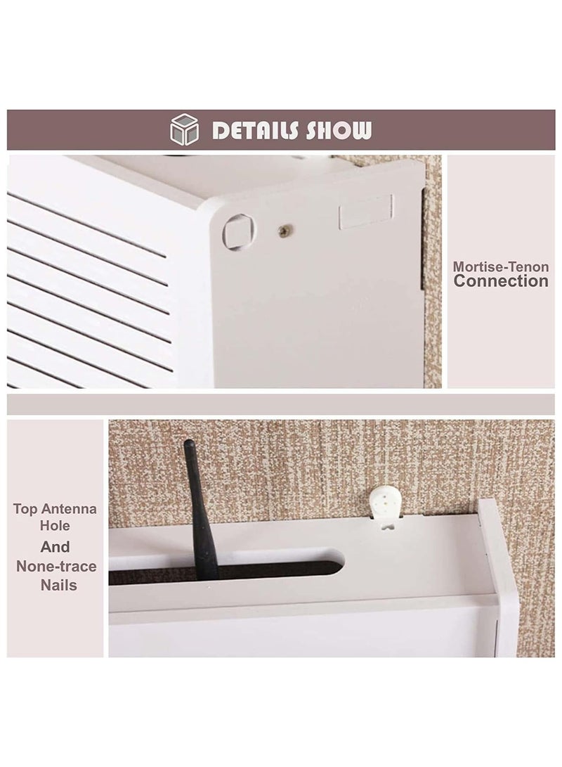 TPGP Storage Boxes Wireless Router Storage Box Punchless Rack WiFi Rack Wall Decorative Box Creative Rack White Decorative Floating Rack - Image 5