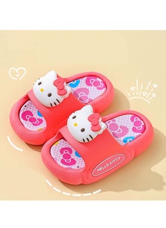سانريو نمط كارتون Hello Kitty نعال داخلية للأطفال غير قابلة للانزلاق والتنفس ، ونعال الحمام ، ونعال الشاطئ في الهواء الطلق (مقاس 28-29 ؛ الطول الداخلي: 17 سم)  - Image 1