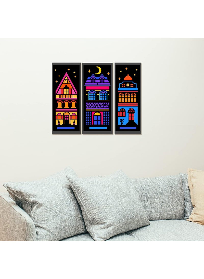 FINGERINSPIRE FINGERINSPIRE Fancy Houses Painting Stencil 11.8x11.8 inch Hollow Out Moon Star Drawing Stencil Reusable Castle House Stencils Template for Wall, Photo Album, Canvas Bag, Cabinet  - Image 5
