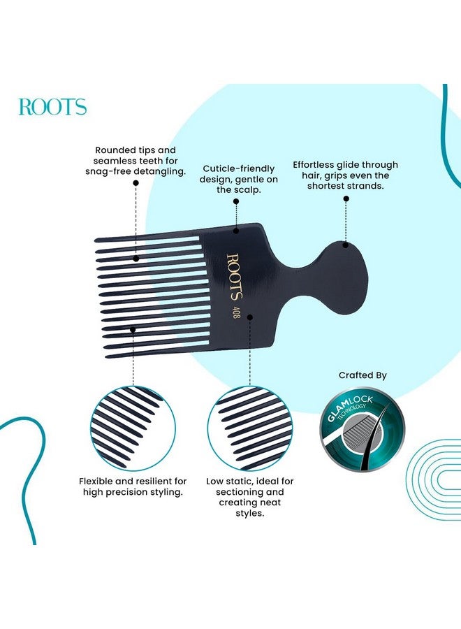 Roots Detangling Hair Combs (Black, 408) - Image 2