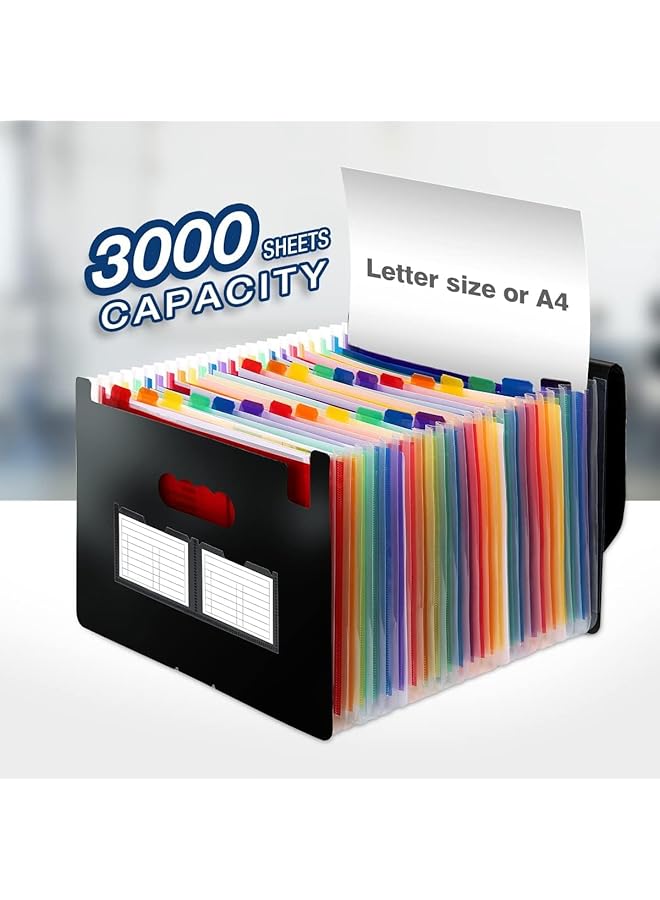 إيروريكس منظم الملفات، 24 جيبًا، مجلدات ملفات قابلة للتوسيع بحجم الخطاب للمستندات مع علامات تبويب مقسمة، منظم تخزين ملفات الورق المكتبي - Image 2