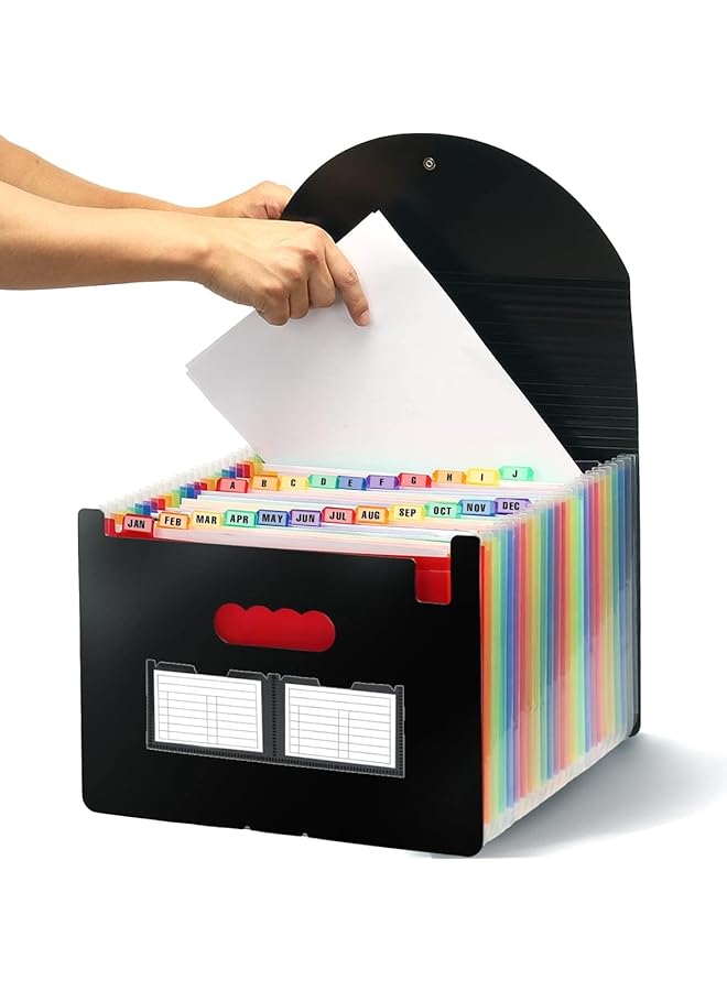 إيروريكس منظم الملفات، 24 جيبًا، مجلدات ملفات قابلة للتوسيع بحجم الخطاب للمستندات مع علامات تبويب مقسمة، منظم تخزين ملفات الورق المكتبي - Image 1