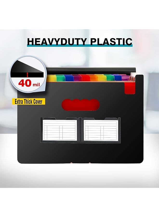 إيروريكس منظم الملفات، 24 جيبًا، مجلدات ملفات قابلة للتوسيع بحجم الخطاب للمستندات مع علامات تبويب مقسمة، منظم تخزين ملفات الورق المكتبي - Image 3