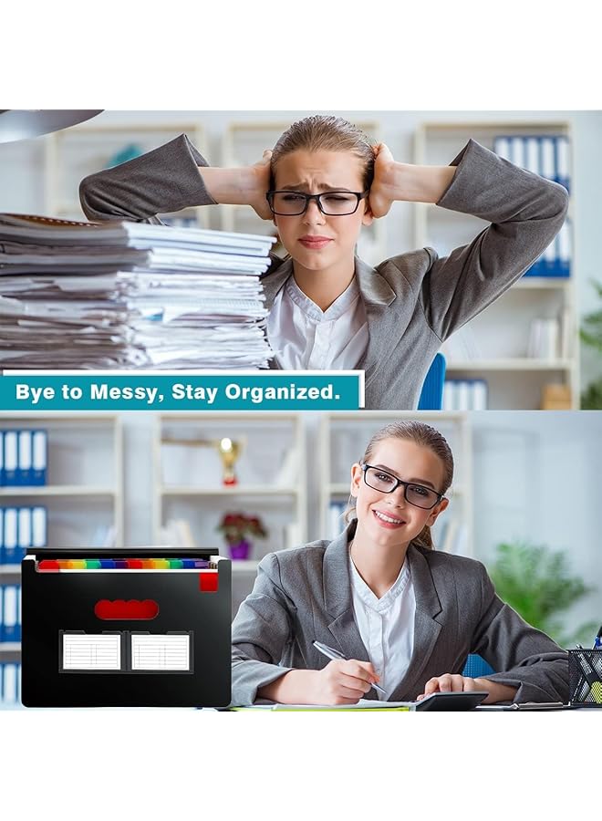 إيروريكس منظم الملفات، 24 جيبًا، مجلدات ملفات قابلة للتوسيع بحجم الخطاب للمستندات مع علامات تبويب مقسمة، منظم تخزين ملفات الورق المكتبي - Image 5