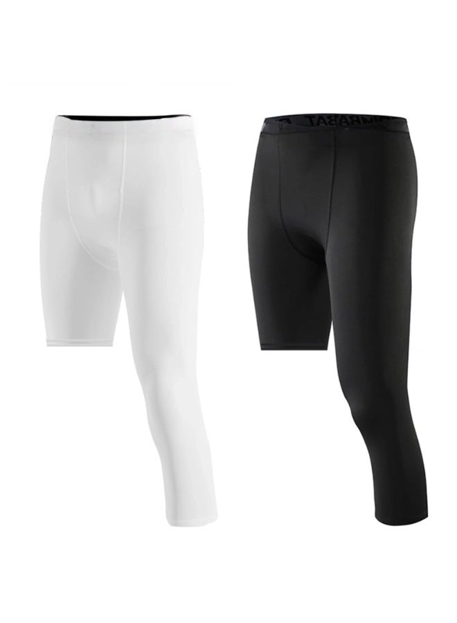 بنطال ضغط للأولاد الصغار بساق واحدة لكرة السلة 3/4 بنطال ضيق رياضي للأطفال بطبقة أساسية لكرة القدم (يمين-كبير) - Image 1