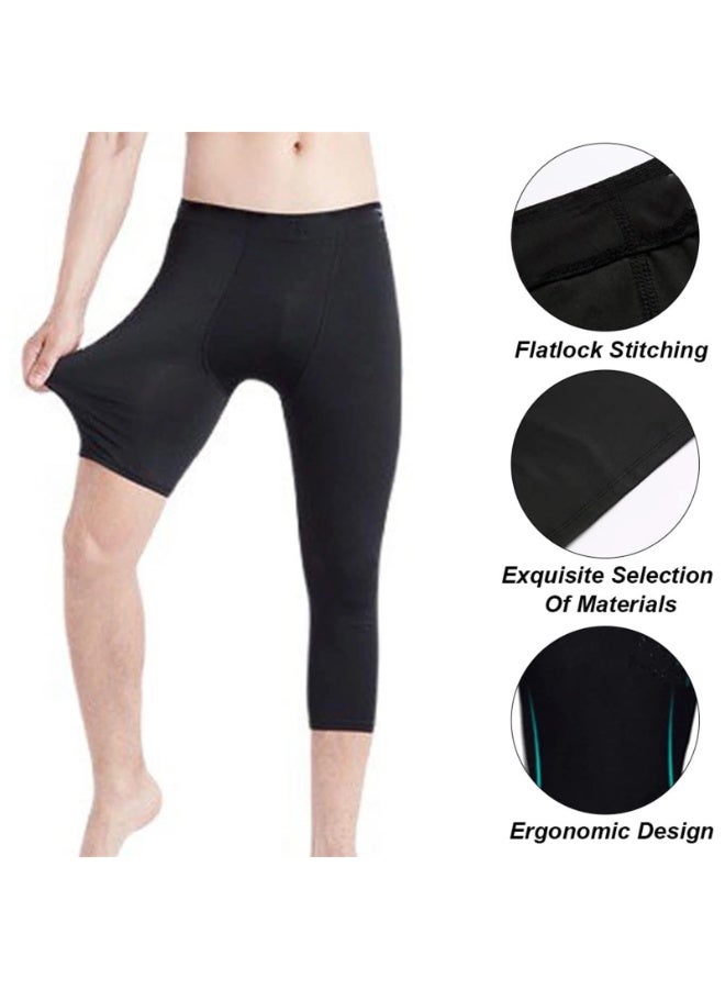 بنطال ضغط للأولاد الصغار بساق واحدة لكرة السلة 3/4 بنطال ضيق رياضي للأطفال بطبقة أساسية لكرة القدم (يمين-كبير) - Image 3