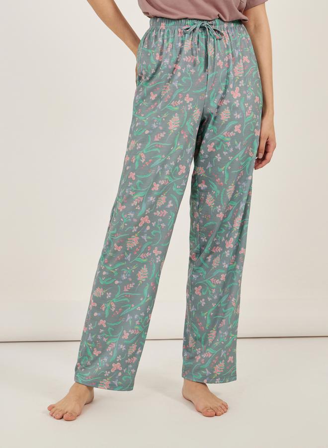 Chest Pocket Drop Shoulder Round Neck T-Shirt & Floral Print Pyjama Set