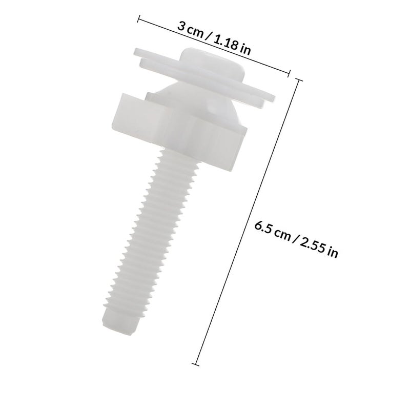 Gatuida Toilet Seat Replacement Bolts and Fixing Screws Set with 3.2mm Plastic Washers, White Toilet Seat Cover Hinge Bolts for Home Bathroom, 4pcs Kit - Image 2