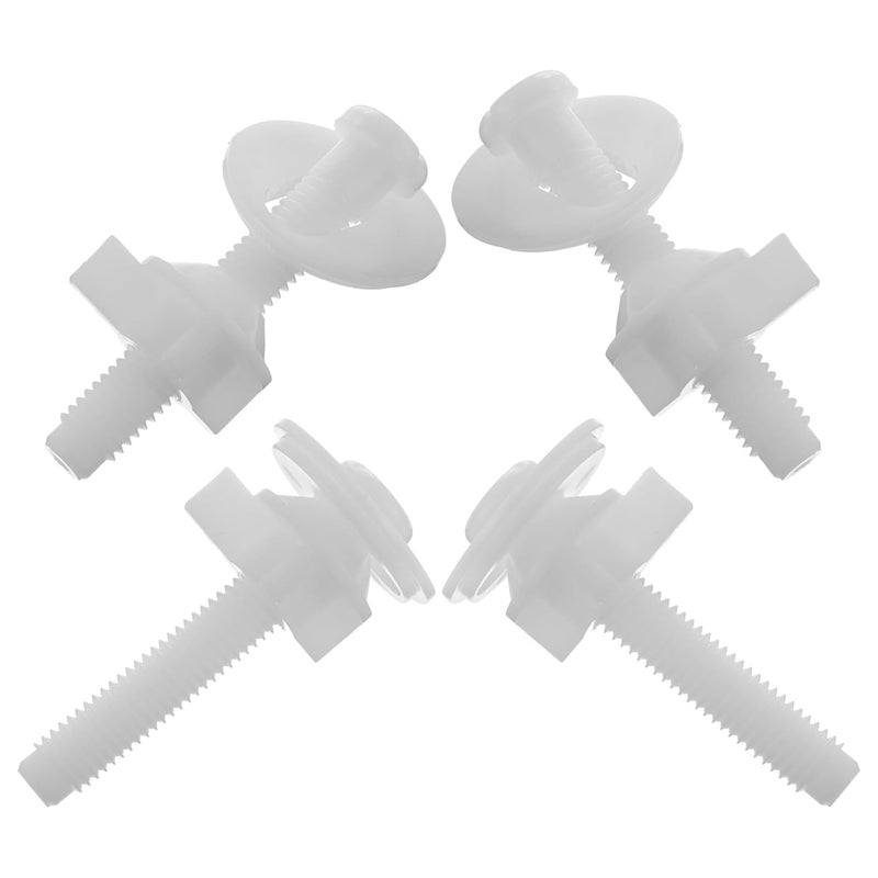 Gatuida Toilet Seat Replacement Bolts and Fixing Screws Set with 3.2mm Plastic Washers, White Toilet Seat Cover Hinge Bolts for Home Bathroom, 4pcs Kit - Image 1
