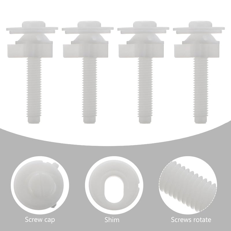 Gatuida Toilet Seat Replacement Bolts and Fixing Screws Set with 3.2mm Plastic Washers, White Toilet Seat Cover Hinge Bolts for Home Bathroom, 4pcs Kit - Image 3