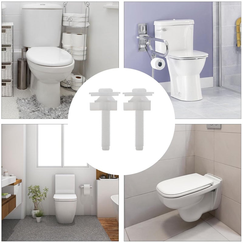 Gatuida Toilet Seat Replacement Bolts and Fixing Screws Set with 3.2mm Plastic Washers, White Toilet Seat Cover Hinge Bolts for Home Bathroom, 4pcs Kit - Image 5