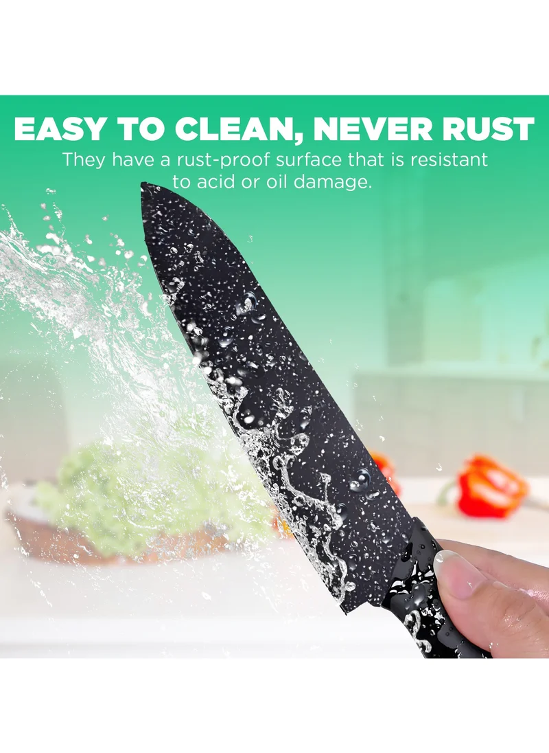 AC&L AC&L Kitchen Knife Set [6 Pcs Set] Stainless Steel Kitchen Knives with Peeler, Non-stick Ripple Pattern Sharp Blades with Safe and Sturdy Handles for Slicing, Chopping, Cutting