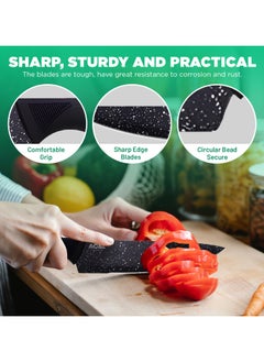 AC&L AC&L Kitchen Knife Set [6 Pcs Set] Stainless Steel Kitchen Knives with Peeler, Non-stick Ripple Pattern Sharp Blades with Safe and Sturdy Handles for Slicing, Chopping, Cutting  - Image 3