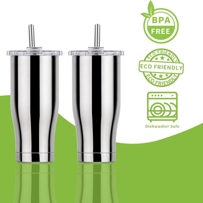 Lazycorner 5 Pcs Stainless Steel Smoothie Straws, 0.4'' Extra Wide Reusable Metal Drinking Straws for Milkshake, Smoothie, Beverage, Set of 5 with 2 Cleaning Brush - Image 5