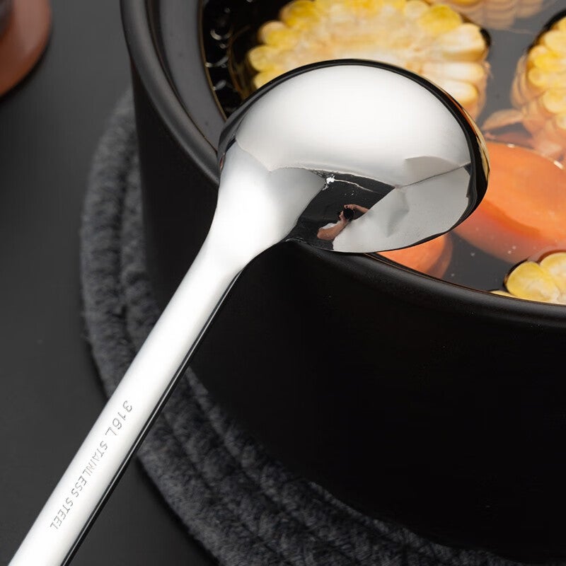 Onlycook 316L الفولاذ المقاوم للصدأ حساء مغرفة وعاء ساخن ملعقة خدمة المنزلية ملعقة للأرز عصيدة الشعرية ملعقة خدمة كبيرة للحساء والأطباق - Image 5
