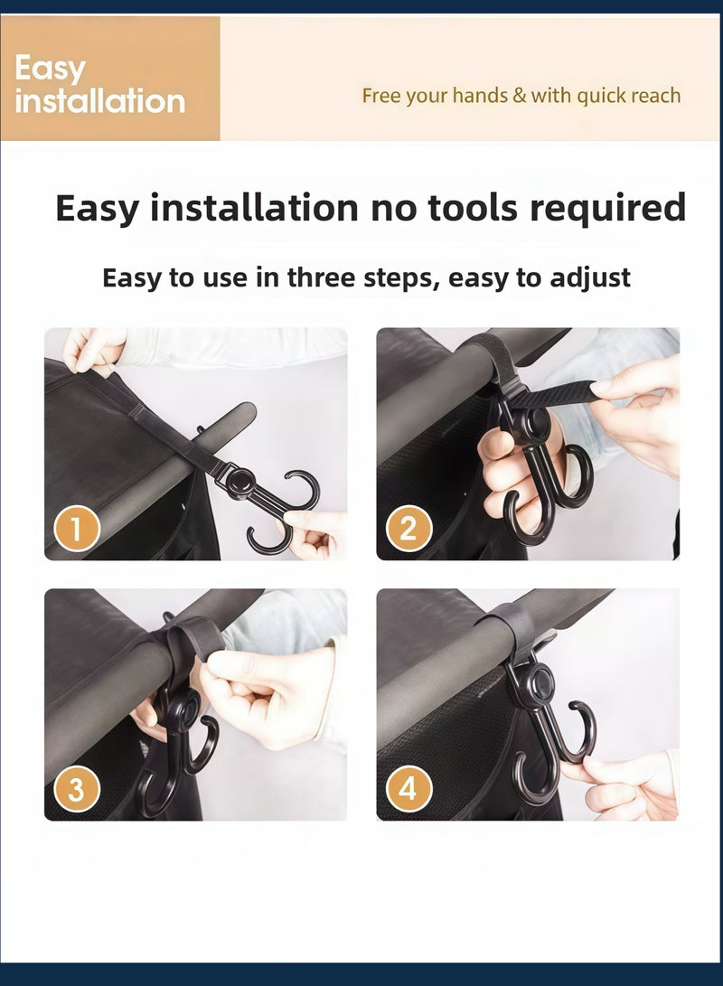 Stroller Hook: Heavy-duty Metal Hooks for Baby Carts/Scooters, Front-mounted, Large Capacity  - Image 4