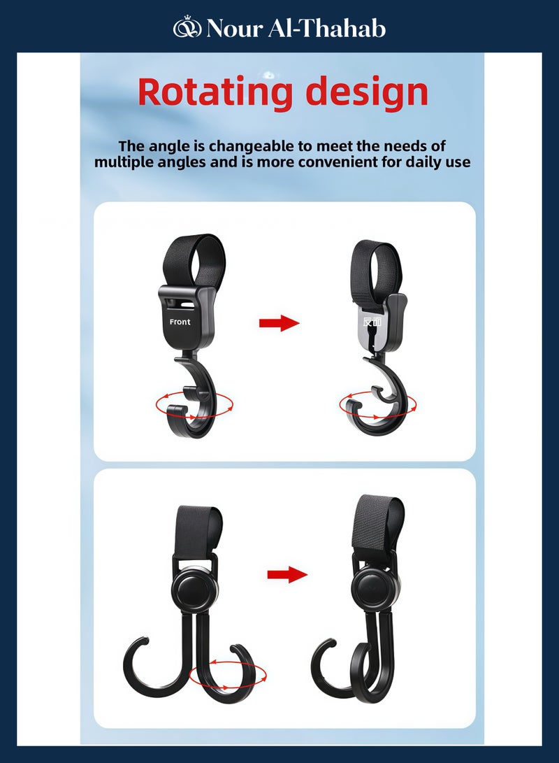 Nour Al-Thahab Stroller Hook: 4 PCS set, Heavy-duty Metal Hooks for Baby Carts/Scooters, Front-mounted, Large Capacity - Image 5