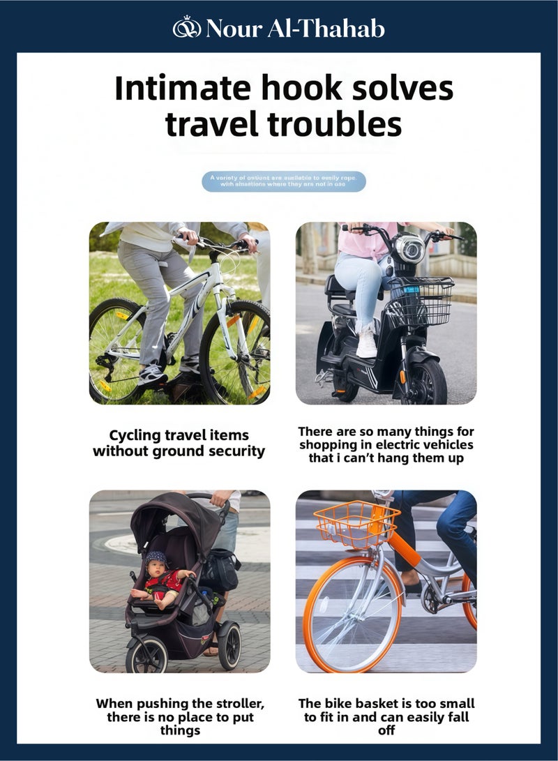 Nour Al-Thahab Stroller Hook: 4 PCS set, Heavy-duty Metal Hooks for Baby Carts/Scooters, Front-mounted, Large Capacity - Image 3