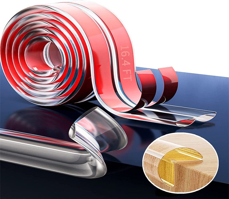 WE-CEF Baby Proofing Clear Edge Protector Strip for BabyTable Corner Protectors Guards with Strong Pre-Tape Adhesive, Soft Silicone,Stair (10 * 10mm Width (2 Meter)) - Image 1