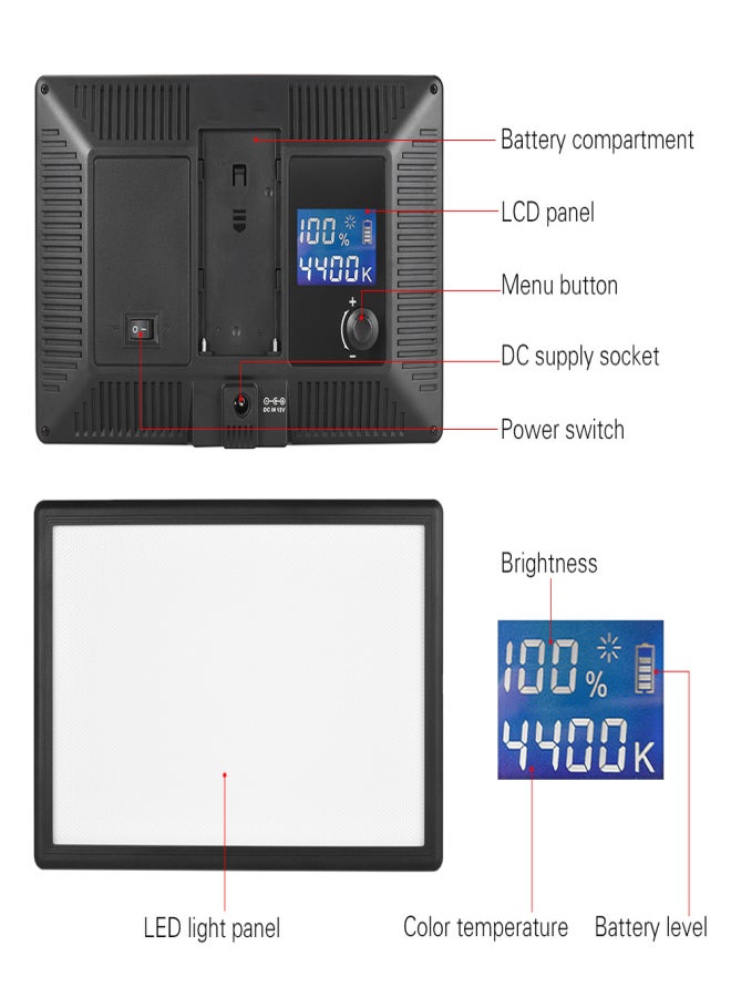 فيلتروكس إضاءة فيديو LED احترافية فائقة النحافة، إضاءة تعبئة للتصوير الفوتوغرافي، سطوع قابل للتعديل ودرجة حرارة لون مزدوجة. أقصى سطوع 987 لومن، 3300-5600 كلفن، مؤشر تجسيد اللون 95+، متوافقة مع كاميرات DSLR من كانون ونيكون وسوني وباناسونيك. - Image 1