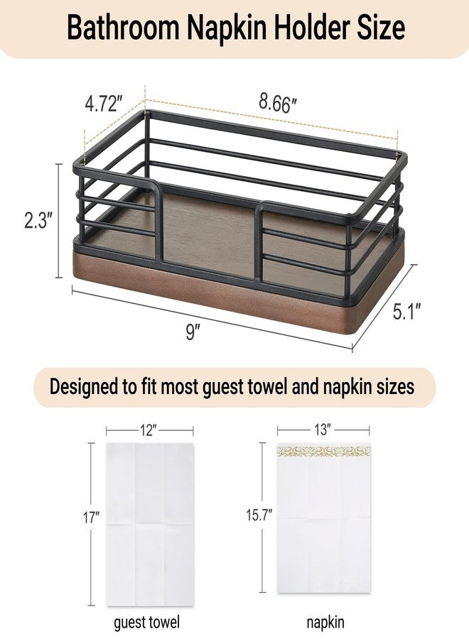 Mkono Guest Towel Holder Tray for Bathroom Napkins Holder for Table Wooden Rectangle Disposable Hand Towel Basket for Kitchen Counter Dining Room Vanity Coffee Bar Party - Image 5