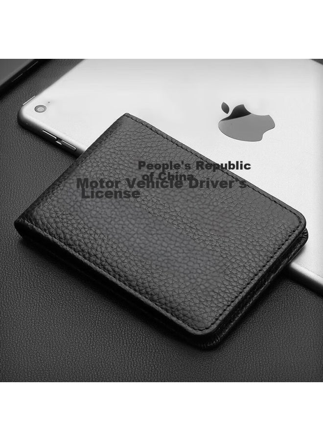 Scarecrow Driver's License Holder For Men And Women, Genuine Top-grain Leather, Multifunctional Vehicle Driving License Holder, Two-in Card Holder For Id And Driver's License - Image 1