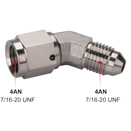 Podavelle 4AN Male to 4AN Female 45 Degree Swivel Stainless Steel Brake Fitting Adapter Coupler - Image 3