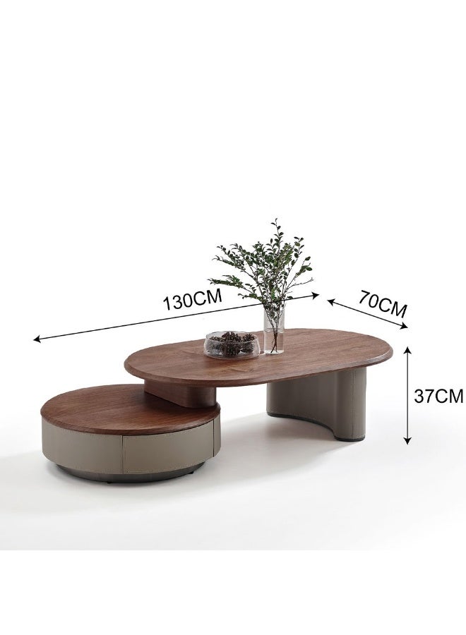DANUBE HOME Berzan Coffee Table With Drawer | Multifunctional Living Room Table | Space Saving Center Table | Modern Design Furniture For Living Room L130xW70xH37cm-Light Grey/Brown - Image 3