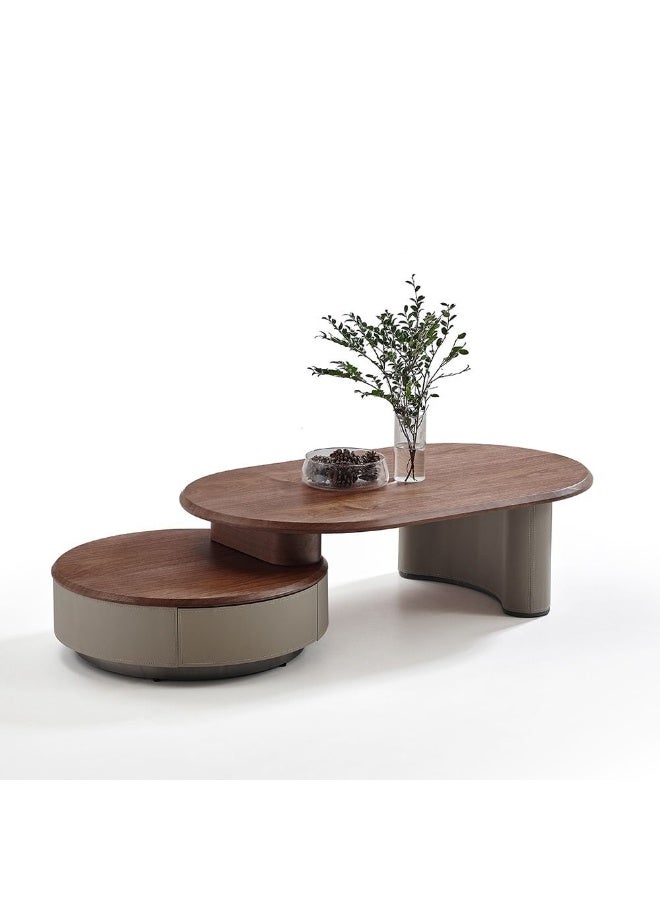 DANUBE HOME Berzan Coffee Table With Drawer | Multifunctional Living Room Table | Space Saving Center Table | Modern Design Furniture For Living Room L130xW70xH37cm-Light Grey/Brown - Image 2