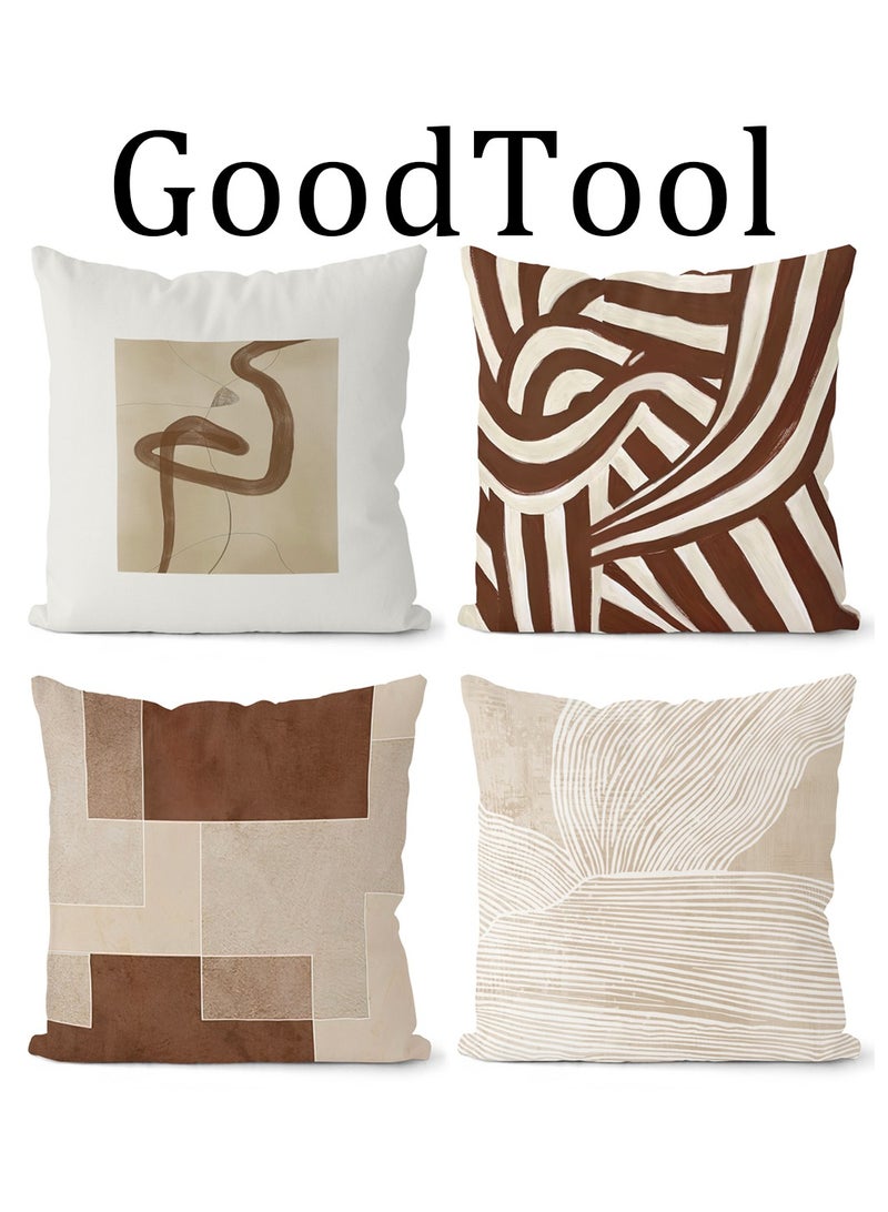 GoodTool 4 Pieces Cushion Covers Throw Pillow Cover Fade Resistant Skin Friendly Fabric Ideal For Outdoor And Indoor Use For Living Room Sofa Car Couch Bed Pillowcases 18x18 inches - Image 1