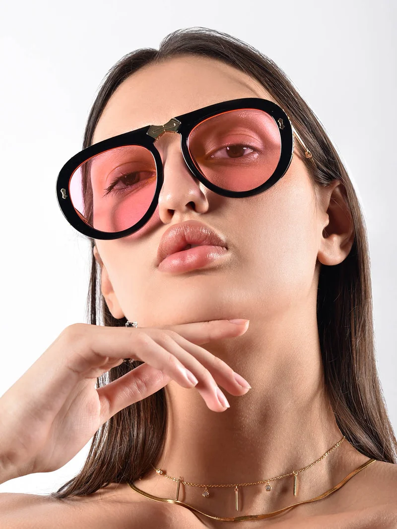 Woggles  Red Pappy Crystara Pink Aviator Sunglasses  | Best Price UAE
