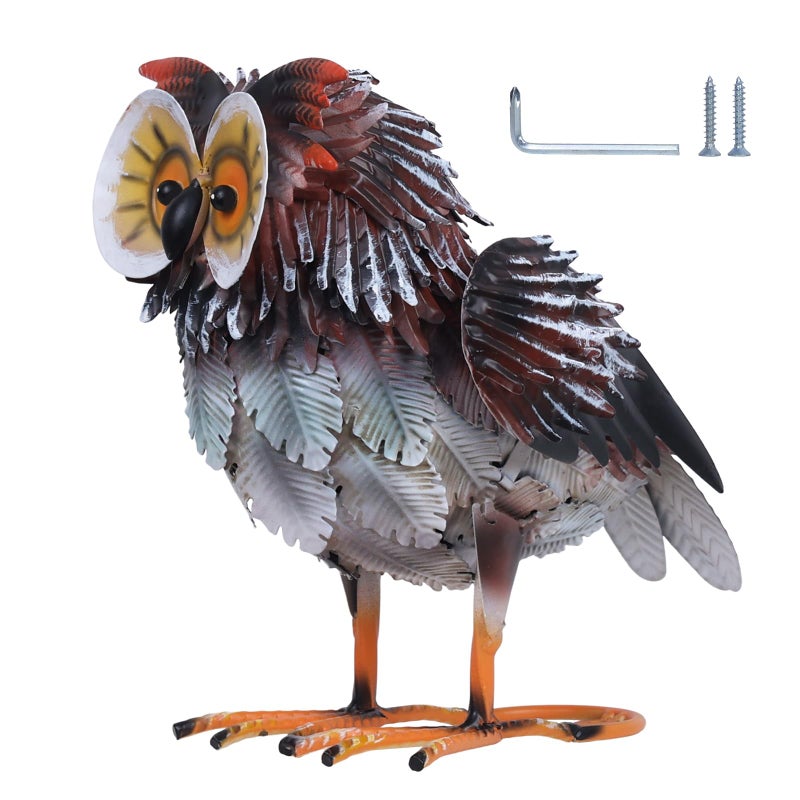 hogardeck Owl Garden Decor Outdoor Statues, Large Metal Bird Standing Yard Art, Lawn Sculptures Ornaments for Outside Patio Pond Backyard, Holiday Sympathy Gifts for Grandma Mom - Image 1